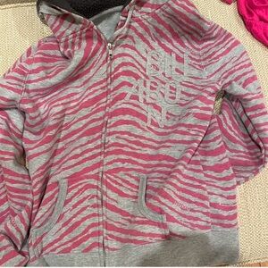 Billabong Kids Hoodie with Pink and Gray Zebra Pattern